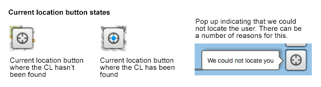 Screenshot: Current location button states