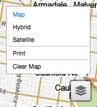 Screenshot: Clear map menu item
