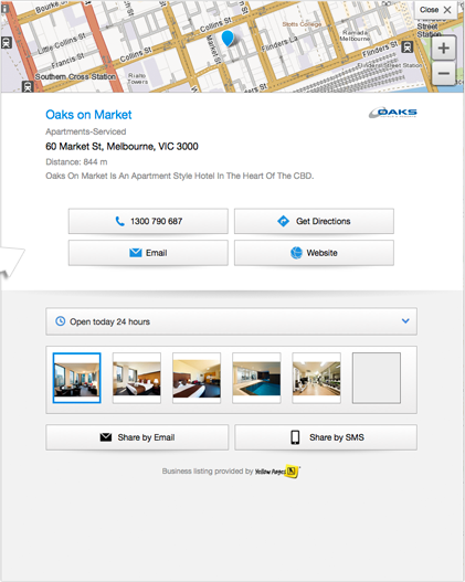 Screenshot: Business profile page